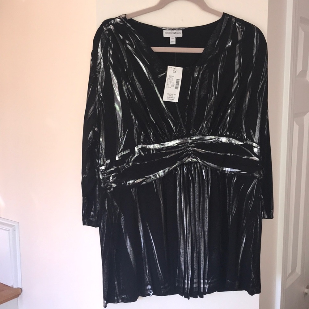 Fashion Bug Shirt Black Metallic Blouse